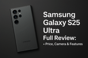Samsung Galaxy S25 Ultra full review – titanium design, 200MP AI camera, Snapdragon 8 Gen 3 Elite chip, 6.9-inch AMOLED display, 5000mAh battery, S Pen features, and 2025 price details.