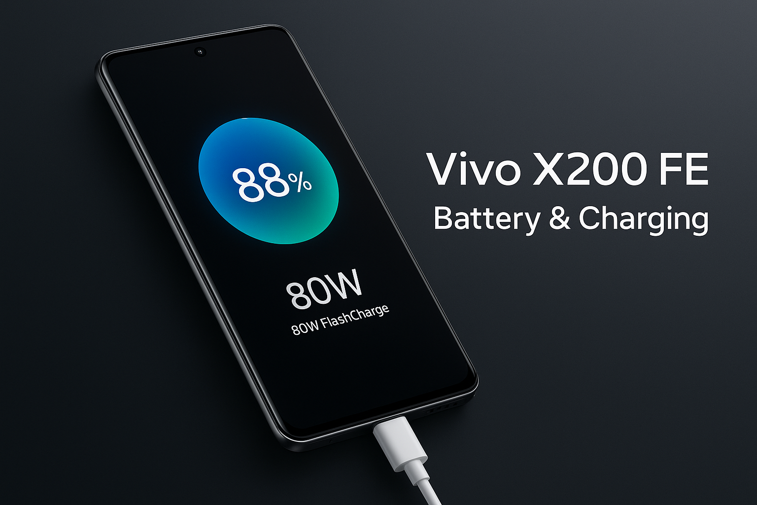 Vivo X200 FE battery and charging – 5000mAh battery with 80W fast charging, 0 to 100% in 45 minutes, long battery backup for gaming and streaming.