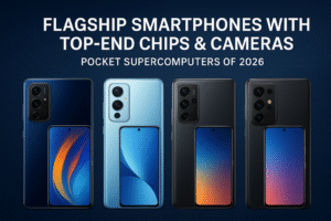 Flagship smartphones of 2026 with top-end chips and advanced cameras – pocket supercomputers redefining performance and photography.