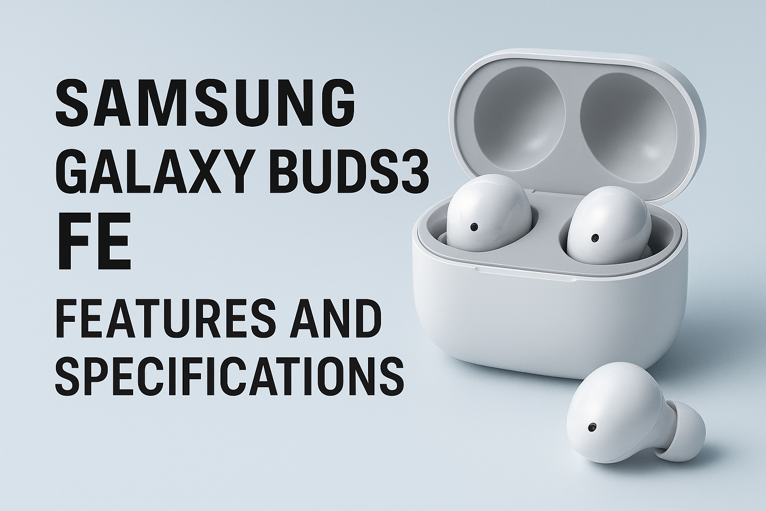 Samsung Galaxy Buds3 FE features and specifications – AI integration, real-time translation, ANC, and long battery life.