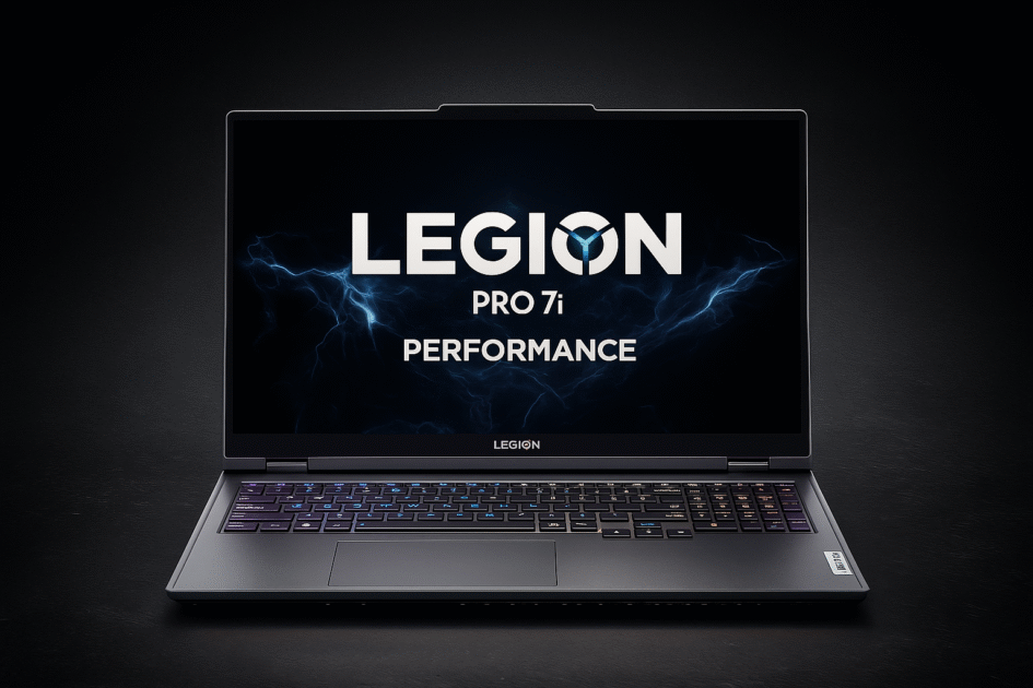 Lenovo Legion Pro 7i powered by Intel Core i9-14900HX 14th Gen processor showing high-performance benchmarks for gaming, video editing, and AI workloads.