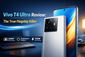 Vivo T4 Ultra flagship killer smartphone in Phoenix Gold and Meteor Grey with Dimensity 9300+ processor, curved 1.5K AMOLED display, and 90W fast charging