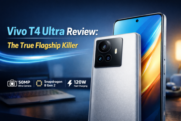 Vivo T4 Ultra flagship killer smartphone in Phoenix Gold and Meteor Grey with Dimensity 9300+ processor, curved 1.5K AMOLED display, and 90W fast charging