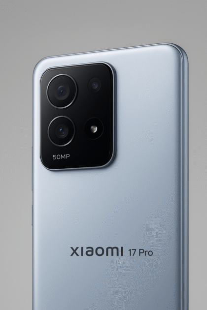 Triple 50 MP camera setup on the Xiaomi 17 Pro with ultra-wide, telephoto, and AI-enhanced main lens for flagship-level photography.