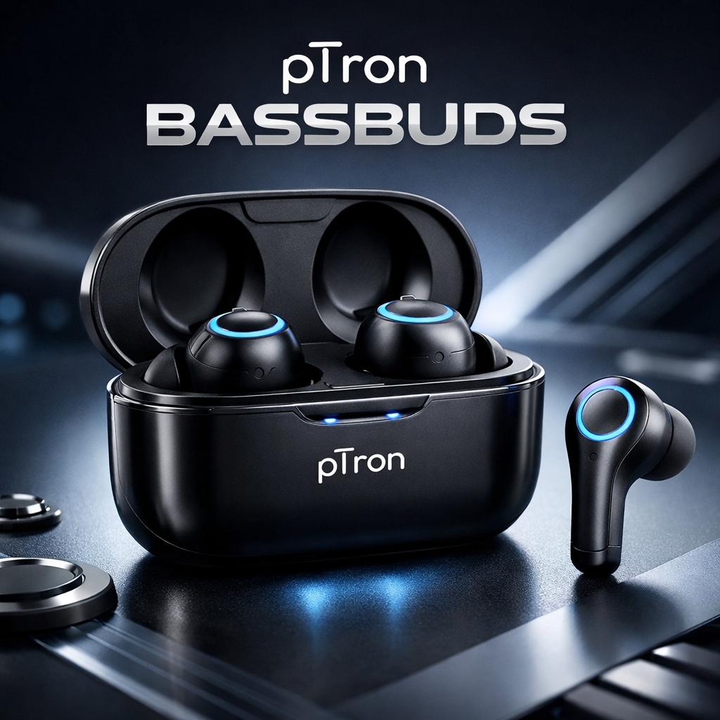 pTron Bassbuds budget wireless earbuds – basic sound quality, suitable for casual music and indoor calls, affordable price.