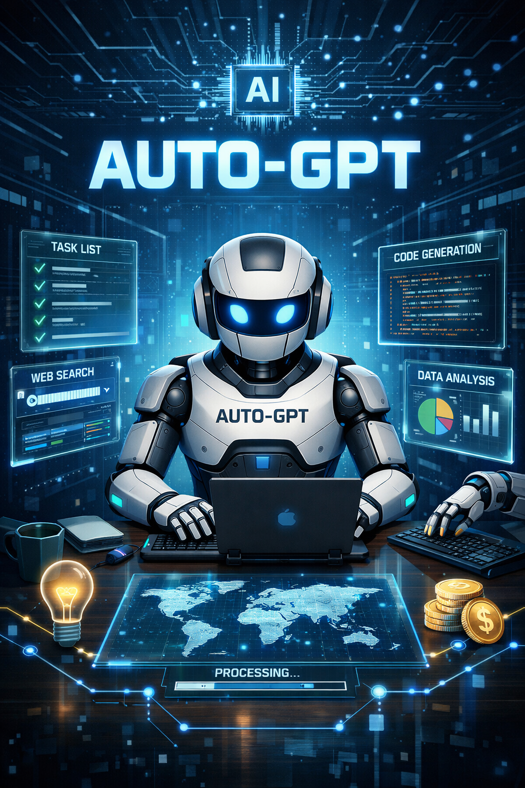 AutoGPT AI agent automating multi-step workflows independently, helping startups, freelancers, and businesses increase productivity and efficiency in 2025–2026